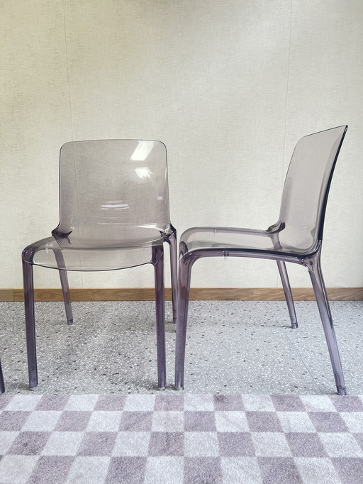 Set Of 4 Lilac Plexiglass Casprini Chairs Model Tiffany