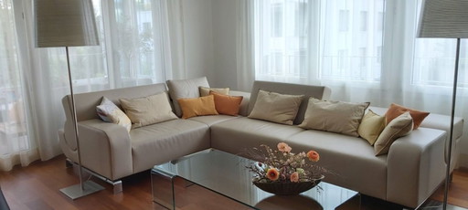 Sofá esquinero exclusivo Leolux B-Flat Design en perfecto estado. – hoekbanken, Aluminium