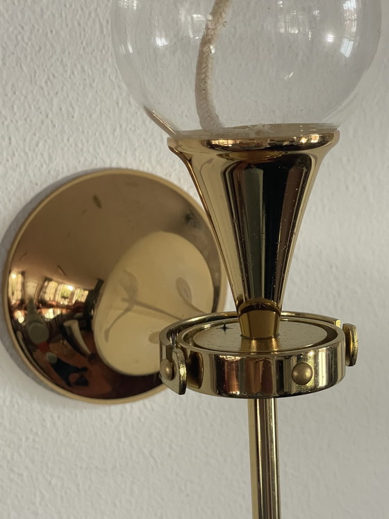 Image 1 of Lampade a olio in ottone di Freddie Andersen, Germania, 1970, con peso a perlina. Set di 2 candele "Clear Drops".