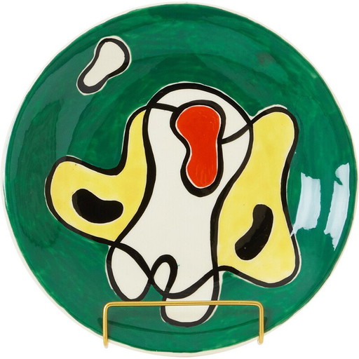 Assiette vintage en céramique émaillée de Roland Brice, 1950