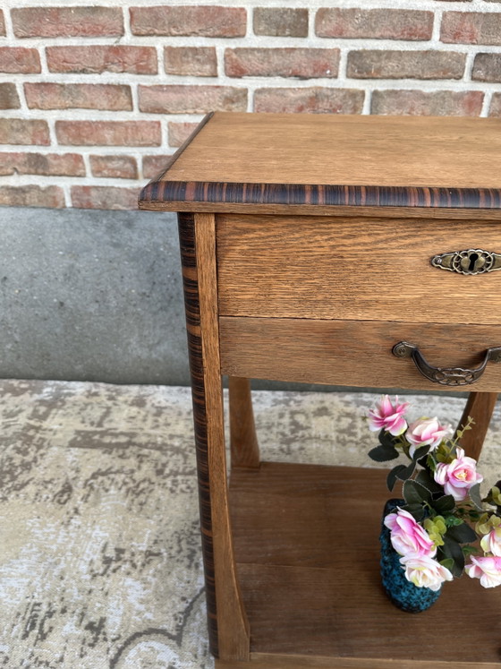 Vintage Antiek Art Deco Eikenhouten Bijzettafeltje Naaitafeltje – Wood (photo 7 of 8)