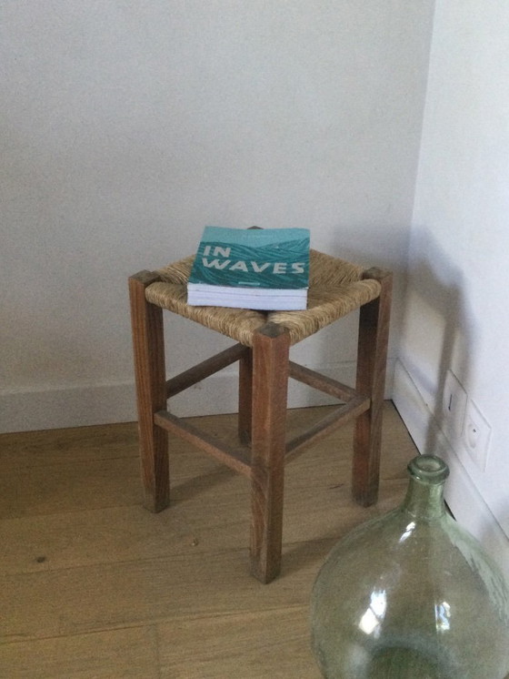 Image 1 of Brutalist stool with a woven seat