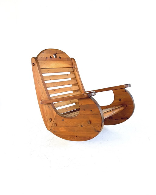 Brutalist rocking chair, Wasa Möbel '70
