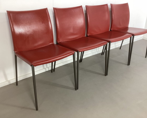 Image 1 of 4 Zanotta Italia Lia Leather Chairs Roberto Barbieri