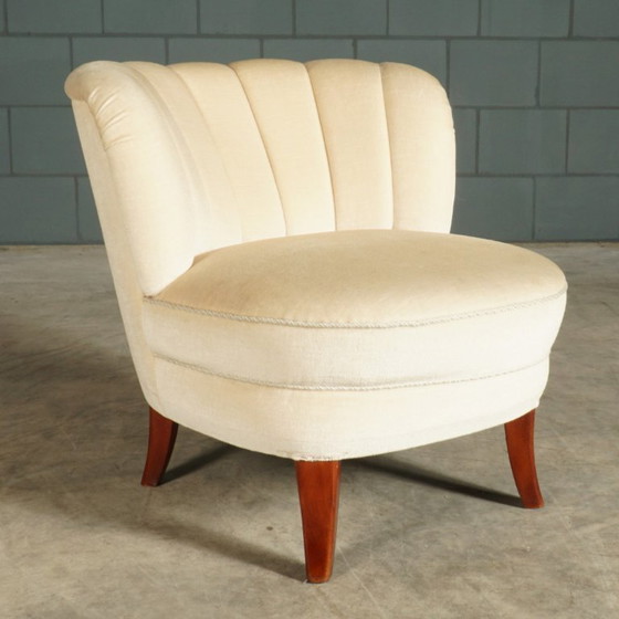 Image 1 of Vintage cocktailfauteuils – wit velours – jaren 60