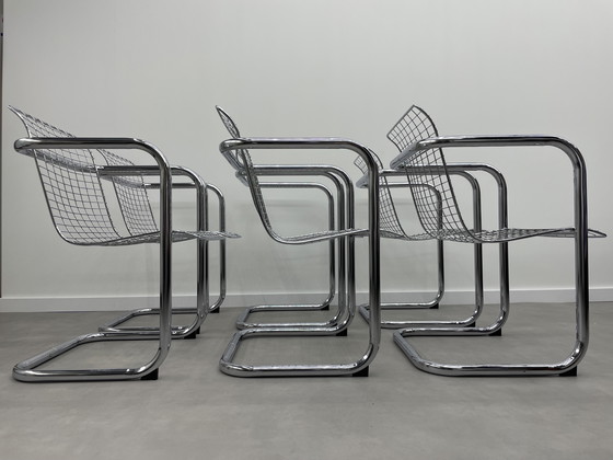 Image 1 of Set of 6 vintage wire steel chairs