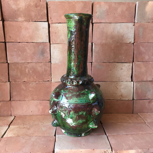 Tamegroute Glazed Earthenware Pottery Vase