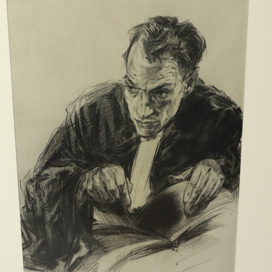 Image 1 of Kohlezeichnung Jurist Art Driesschaert 1974