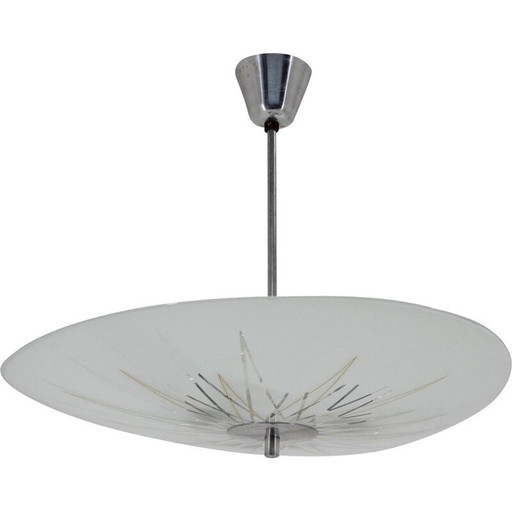 Vintage aluminium glazen hanger Inva Litomerice, Tsjecho-Slowakije 1970