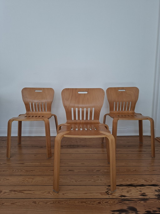 3x Vintage Wood Chairs