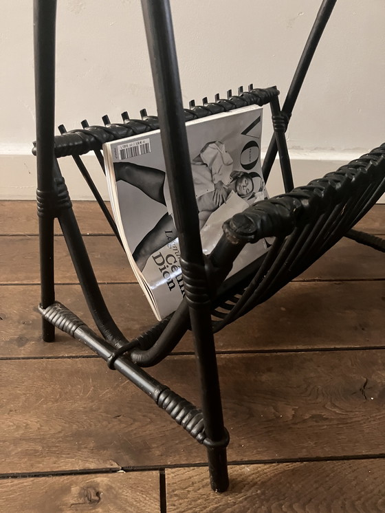 Image 1 of Vintage rotan tijdschriftenrek / lectuurmand