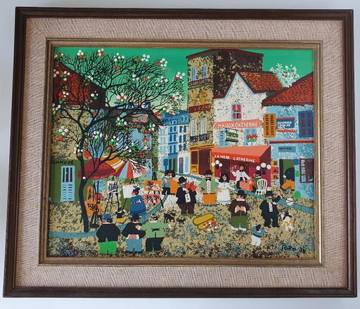 Scène De Vie À Montmartre, Signed Pero In 1976