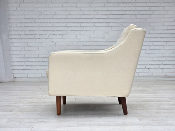 Image 1 of 1970er Danish Lounge Chair, Möbelwolle, Teakholzbeine
