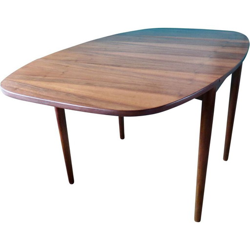 Tavolo vintage ovoidale in palissandro con 2 prolunghe, Danimarca 1965