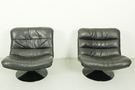 Image 1 of Set di 2 sedie girevoli F978 di design olandese vintage di Geoffrey Harcourt per Artifort, 1960