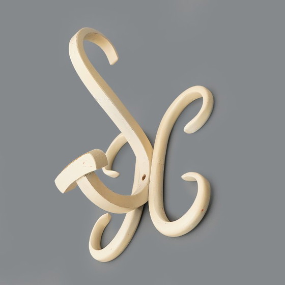 Image 1 of White curved wood coat hook, 1960s