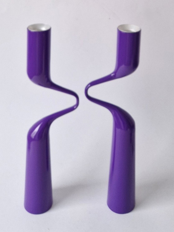 Menu Danemark - 2 Purple Double / Tango Candlesticks – Bougeoirs et chandeliers, Metal (photo 3 of 5)