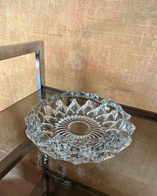 Grand cendrier vintage en cristal taillé – France, années 1960/70