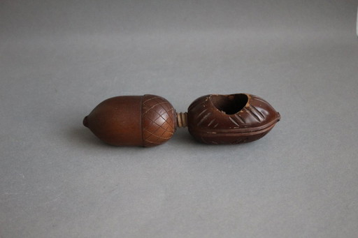 Antique wooden nutcracker/nut screw shaped like a giant acorn, wood carving, collector's item