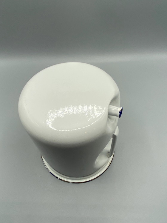 Antique White and Blue Enameled Sheet Metal Hygiene Wall Fountain – 18 cm – Decorative Objects (photo 4 of 6)
