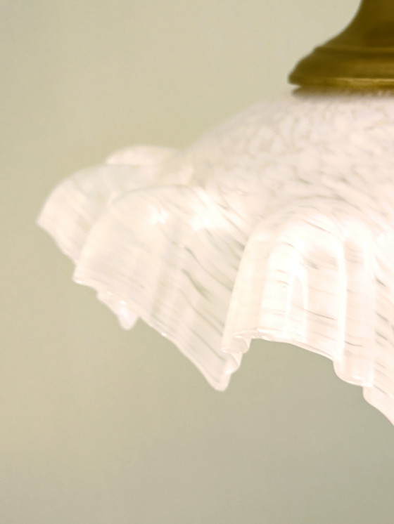 Image 1 of Witte Opaline De Clichy Glazen Hanglamp