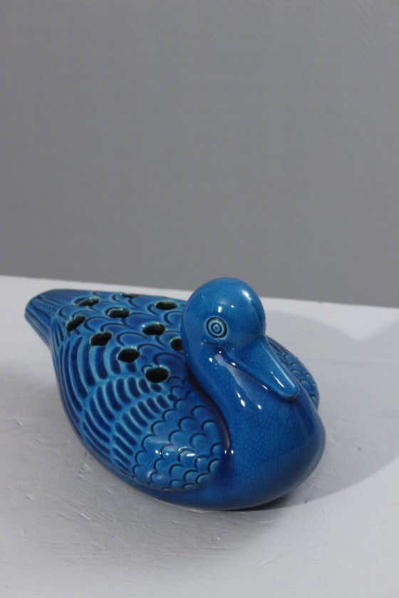 Image 1 of Pol Chambost Paris blue cracked flower spade forming a duck France 20th century