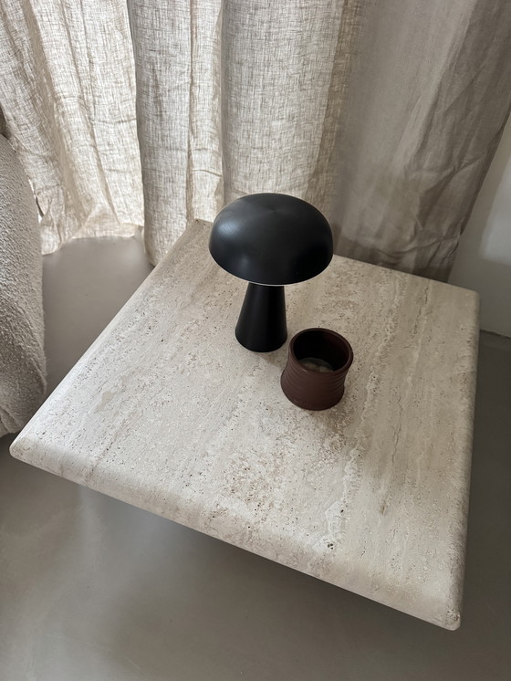 Image 1 of Table Basse Vintage en Travertin Angelo Mangiarotti