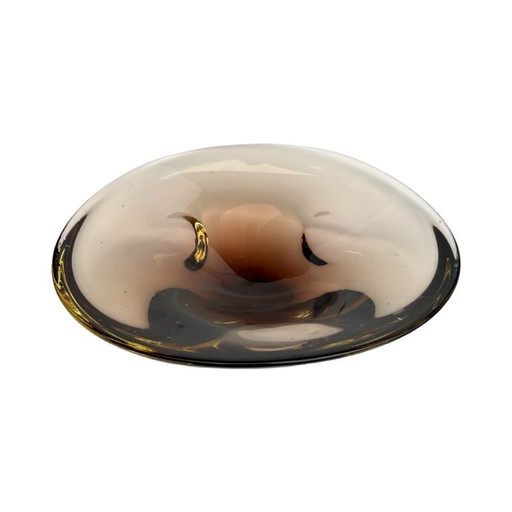 Ciotola in vetro modellata a mano disegnata da M Klinger, Železný Brod Glass, Cecoslovacchia, anni '70.
