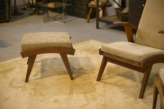 Scandinavian armchair and two 1960s ottomans. (photo 14 of 16)