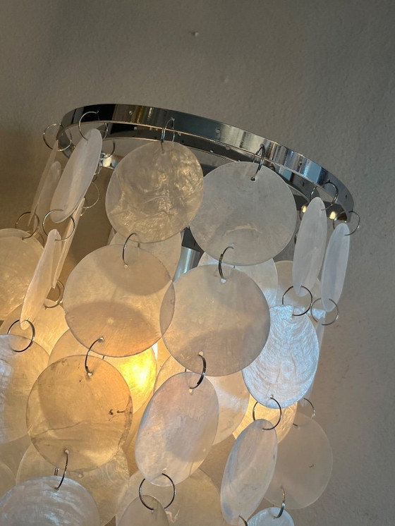 Image 1 of Set of 2 capiz shell Wall lamps pearl shell chrome frame