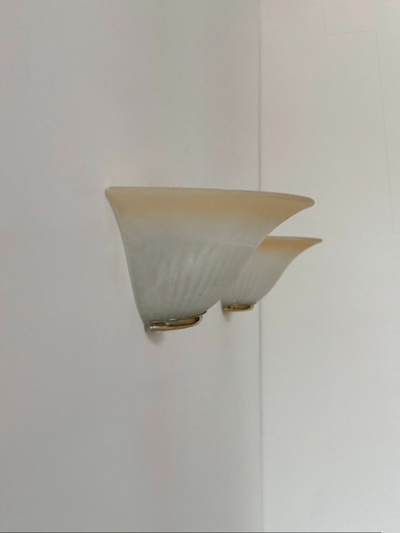 Par de apliques de pared antiguos de cristal moteado, Francia, 1970. – Glass (photo 5 of 5)