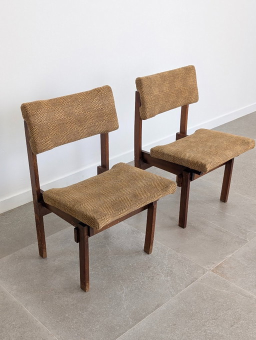 Paar Stühle im Rietveld-Stil mit verstellbarer Sitzfläche und Rückenlehne, 1950er Jahre