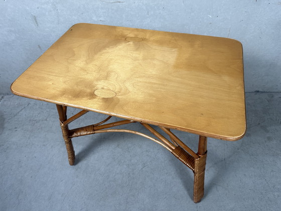 Image 1 of Vintage rattan table - boho