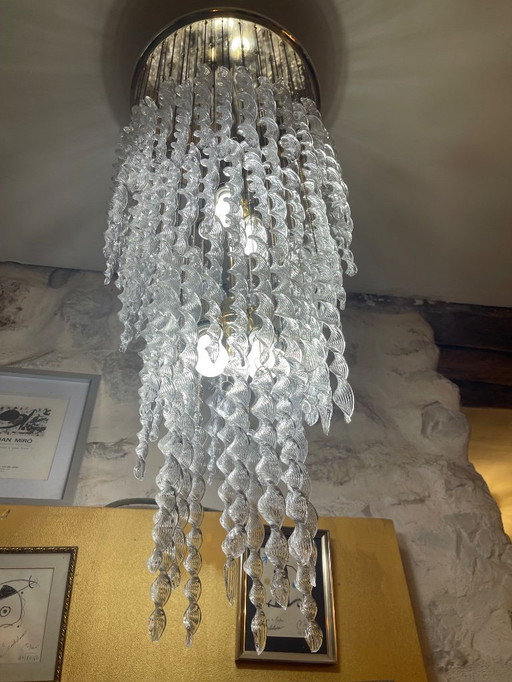 Venini waterfall suspension in murano glass , Italy 1970