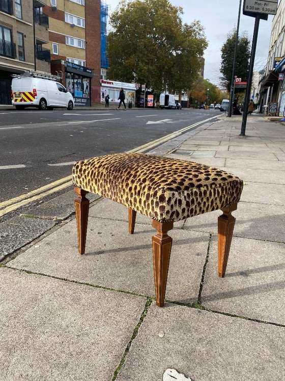 Image 1 of 1950s Paolo Buffa Stool In Silk Velvet Cheetah By Jim Thompson Seat Italy Restored And Upholstered