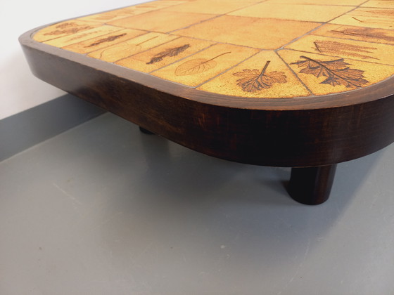 Image 1 of Vintage Roger Capron Dark Wood and Vallauris Ceramic Coffee Table from the 60s and 70s