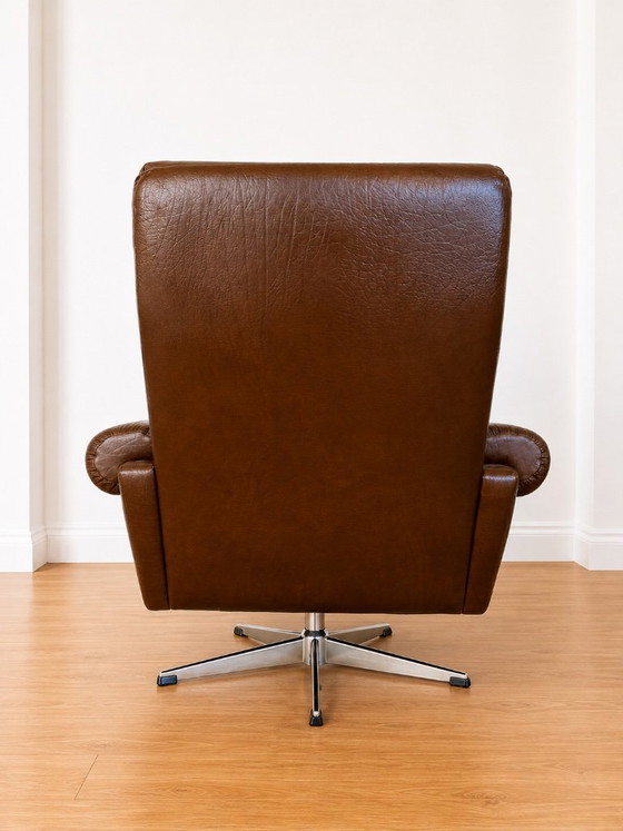 Vintage Danish Mid Century Leather Swivel Chair 1970s – Armchairs (photo 9 of 14)