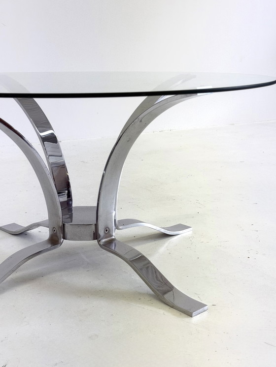 Image 1 of Tavolino da caffè in vetro di metà secolo con struttura cromata