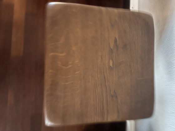 Image 1 of Heavy vintage solid oak brutalist side table