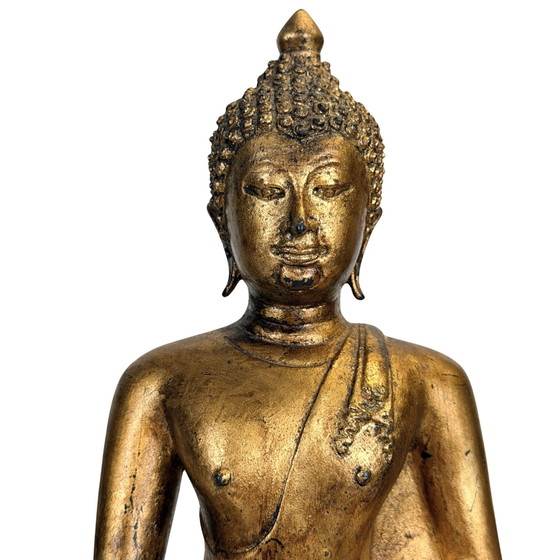 Antiker Thai-Buddha in Bhumisparsha – Rattanakosin, 19. Jahrhundert – Bildhauerei, Bronze (photo 2 of 11)