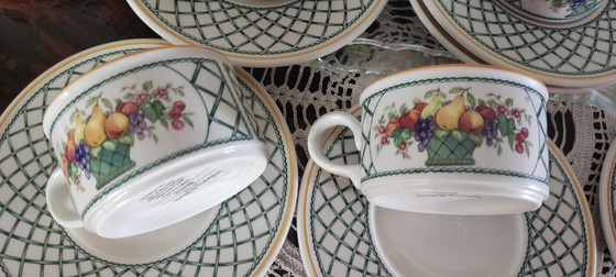 Image 1 of Villeroy & Boch "Basket" Tea Cups Set of 6 – Vintage 1970s/80s – Glass-Porcelain