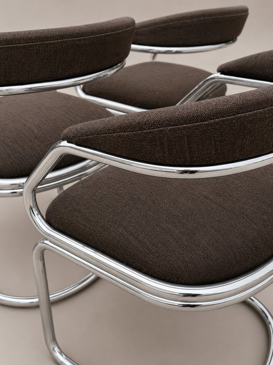 Set van 4 vintage buisframe eetkamerstoelen – Stoppino, Chrome, Mid Century Modern (photo 5 of 10)