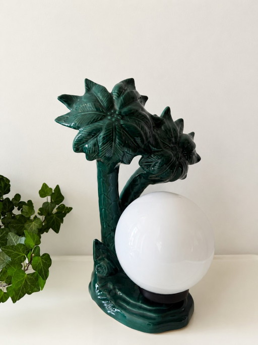 Lampe palmier avec globe blanc – tafellampen, Ceramic