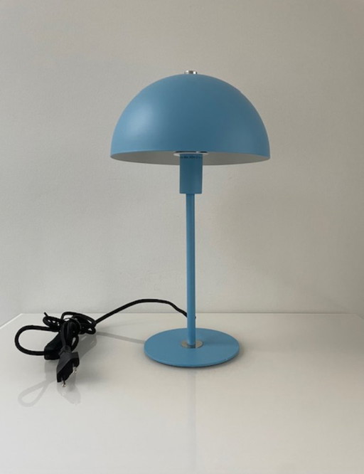 Modern light blue table lamp with dome shade