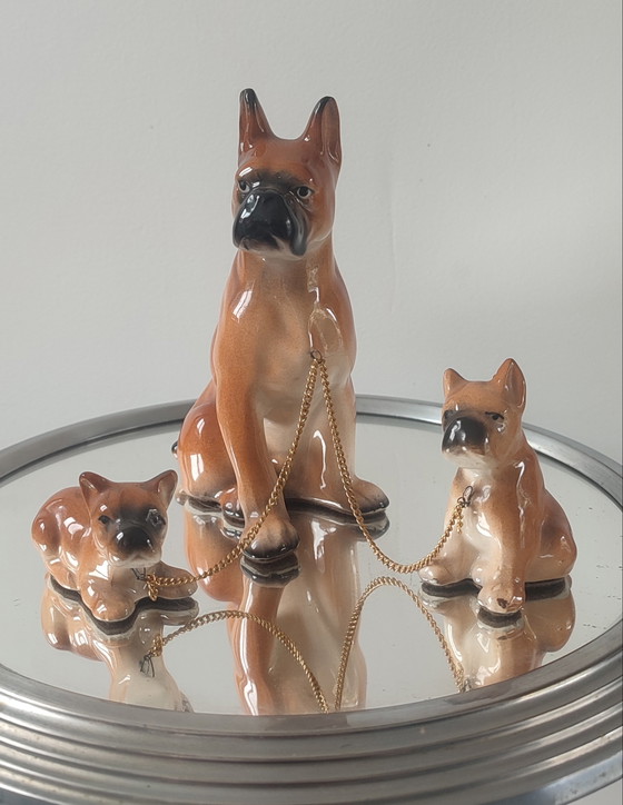 Image 1 of Famille de Boxers en Céramique Vintage (1950/60)
