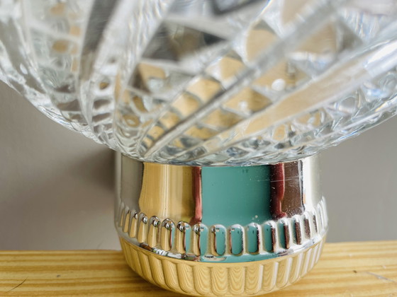 Image 1 of Lampada da parete in vetro trasparente color argento di metà secolo per camera da letto, anni '70