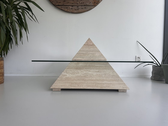 Image 1 of Vintage travertine pyramid coffee table
