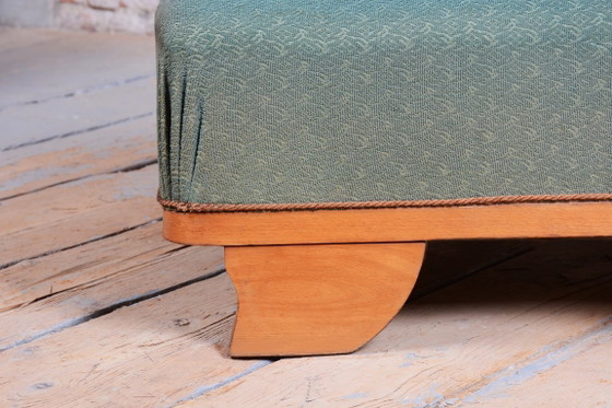 Gerestaureerde art-deco bank, beukenhout, herleefd Pools, Tsjechisch, jaren 1920 – Chaises longue, Textile (photo 8 of 9)