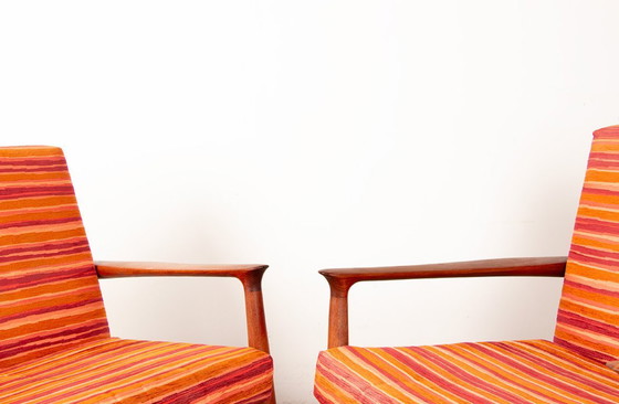 Image 1 of Pareja de sillones daneses en teca maciza y tela, modelo GM5 de Svend Aage Eriksen para Glostrup 1960.
