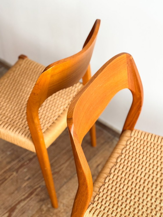 Image 1 of Set van 6 teakhouten eetkamerstoelen van Niels O. Møller voor J.L. Moller, model 71